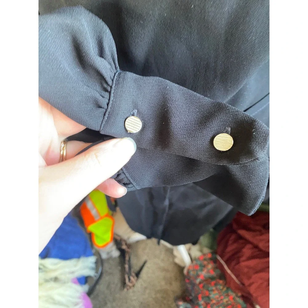 Banana‎ Republic Mock Neck Black Midi Dress XL Work Minimalist Semi Formal LBD